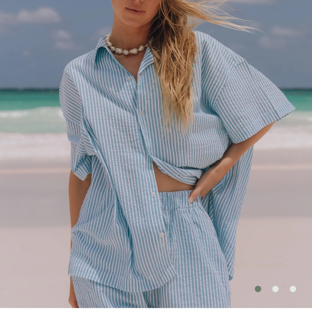 Daily Drills Seersucker Boxy Button Down